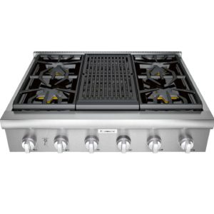 RANGETOP PROFISSIONAL 04 QUEIMADORES COM GRILL ELÉTRICO 36 POL. (91CM) PCG364WL THERMADOR